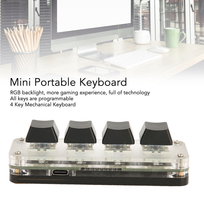 Programmable Keypad USB 4 Keys Mini Portable Mechanical Keyboard HID