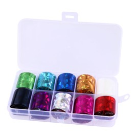SAFIGLE 30rolls Nail Decals Women Nail Art Sticker Holographic Easy Apply Press for Home Salon Random Style