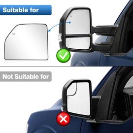 TOP-MAX Driver Side Upper Heated Mirror Glass Replacement Compatible with 2015-2020 Ford F150, 2017-2022 F250 F350 F450 F550 Left Towing Mirror with 3 Clips - FL3Z17K707R
