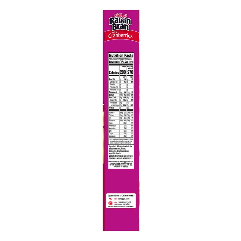 Kellogg's Raisin Bran, Breakfast Cereal, Original with Cranberries, Good Source