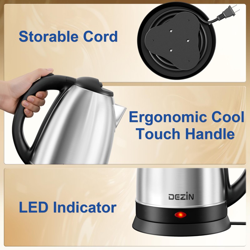 DEZIN Electric Kettle Upgraded, BPA Free 2L Stainless Steel Tea