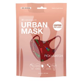 Basic Sense CHRISTMAS Copper Ion Infused Washable Reusable Face Coverings Masks Made In South Korea (Tree - Red)