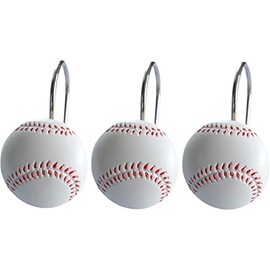 Doupoo Home Decorative Basketball Shower Curtain Hooks Set of 12 (Baseball)