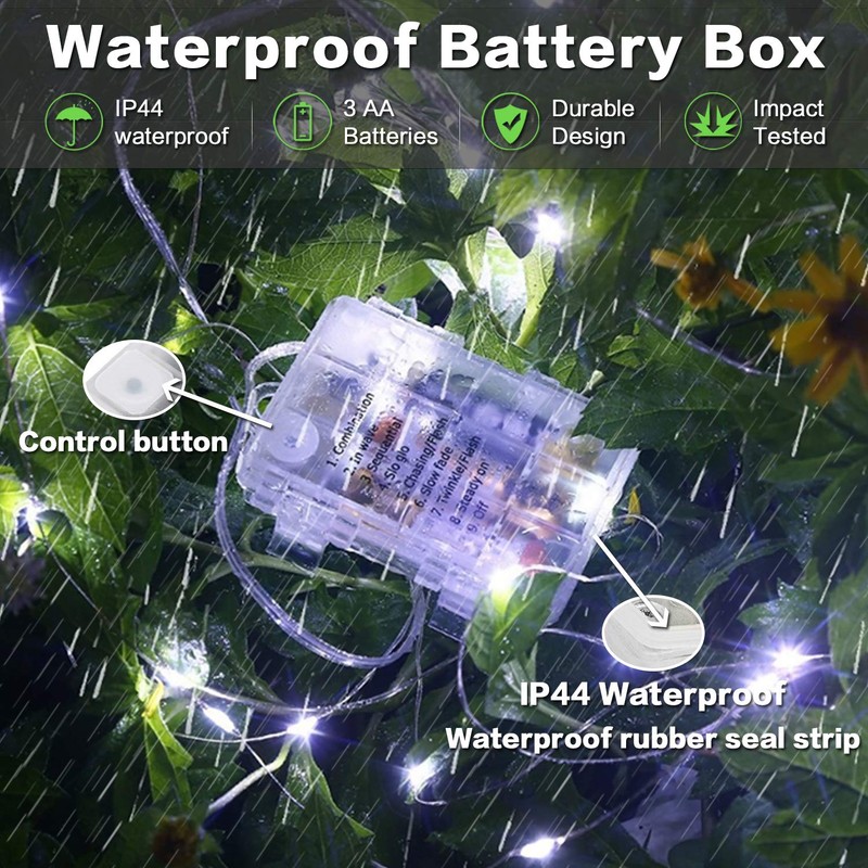 JMEXSUSS 2 Pack White Fairy Lights Battery Operated, 33ft 100