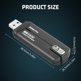 Mapille USB WLAN Stick for PC, AX5400 USB 3.0 WLAN Adapter, WiFi 6E Dongle with Tri-Band 6GHz/5GHz/2.4GHz and WPA3 Encryption, WLAN Antenna PC, WLAN Receiver for Windows 10/11