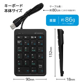 MOBO AM-NPW22-BK USB-A Wired Mobo Numeric Keypad 2 Wired, NumLock, Non-Linked, MacOS Mode, Switching Function, Black