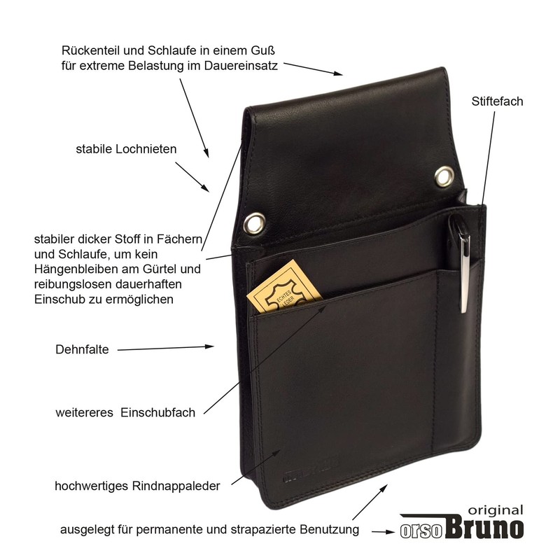 Professional Leather Waiter's Bag for Waiter's Wallet, Waiter's Holster Black