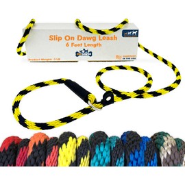Slip Lead Dog Leash Made in The USA | All in One No Pull Dog Leash and Collar with Adjustable Loop | 3/8” Thick for Small Dogs 6 FT (Yellow)