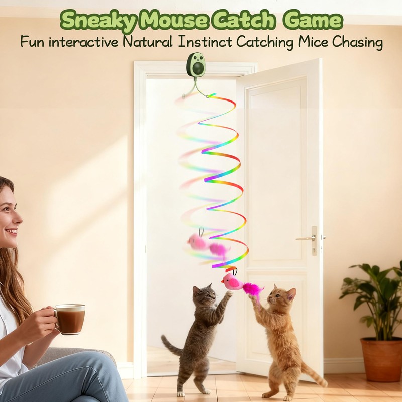 PANRIO Interactive Cat Toys for Indoor Cats,Electric Flying Bird &