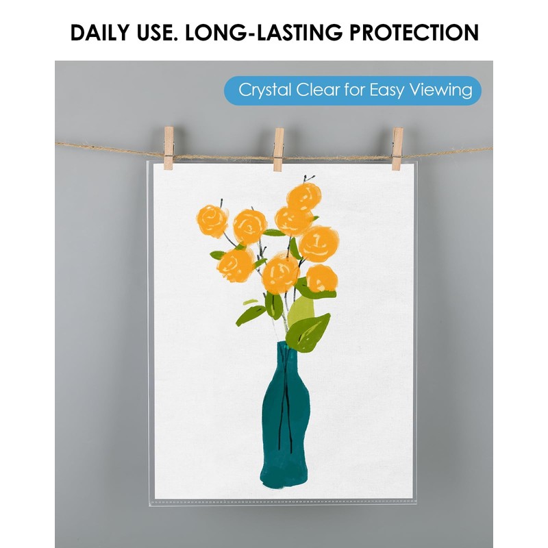 KTRIO No Holes Sheet Protectors 8.5 x 11 Inch Heavy