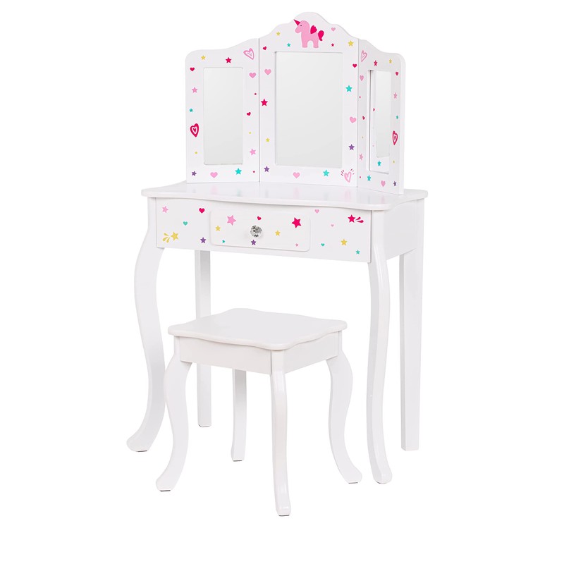 UTEX Kids Vanity Table and Chair Vanity Set with Mirror