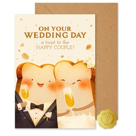 Vielucks 2 x Wedding Anniversary Cards - Toast - On Your Wedding Day a Toast to the Happy Couple, Love Greeting Card, Wedding Card, Love Letter for Boyfriend, Girlfriend, Wedding Anniversary, Wedding