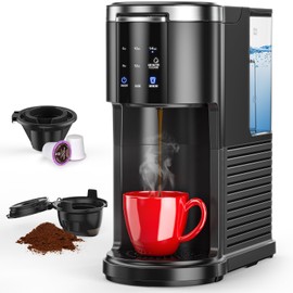 COWSAR Single Serve Coffee Maker, K Cup Coffee Brewer for Capsule and Ground Coffee, Commercial Coffee Machine with 40 Oz Water Tank, 5 Brew Sizes Up To 14 Oz, Ideal for Home/Office, Black
