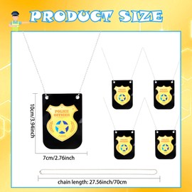 15 Pcs Pretend Play Gold Police Badge Police Badges Necklace Cop Badge with Chain for Police Accessories Dress up Role Play
