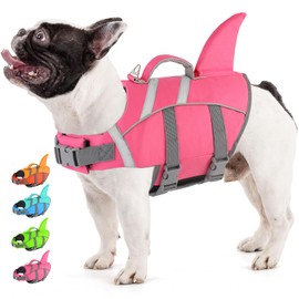 Doglay Dog Shark Life Jacke,Superior Buoyancy Dog Life Vest with Rescue Handle Reflective Stripes & Shark Fin, Ripstop Pet Preserver Swim Vest for Small Medium Large Dogs