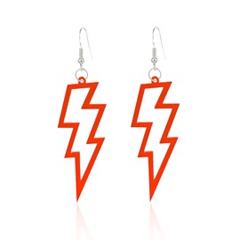 Acrylic Hollow Lightning Bolt Dangle Earrings 80s 90s Lightweight Vintage Acrylic Hollow Lightning Bolt Neon Dangle Drop Earrings for Women Retro Party Jewelry (Red)