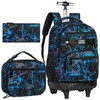 FTJCF 3Pcs Rolling Backpack for Boys, Men Roller Bag with