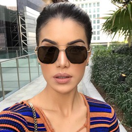 SODQW Tangle Free Aviator Sunglasses for Women Men Square Frame With Double Bridge Sun Glasses for Driving &Traveling