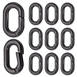 Giantree Pack of 10 Oval Spring Carabiner Hooks, Small, Metal Ring Carabiner, Key Ring, Small Buckle Clip, Spring Carabiner for Travel, Fishing, Camping, Hiking, Hammocks, Backpack (Black)