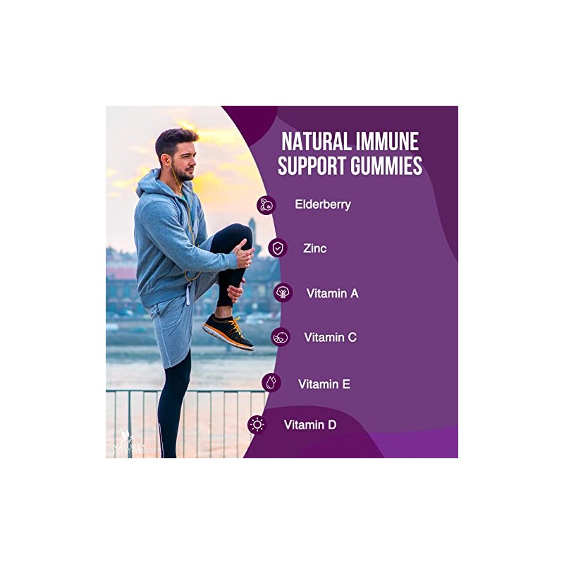 Immune Support Gummies with Sambucus Black Elderberry Extract, Zinc &