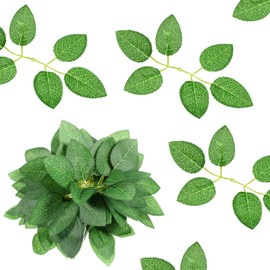 SynHHergyx 50Pcs Fake Green Leaves Artificial Rose Leaves Artificial Greenery Leafs for DIY Wedding Bouquets, Bridal Shower, Party Decorations, Home Decor, Centerpieces