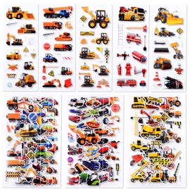 Beestech BEESTECH 400+ Cars and Truck Stickers for Kids, Boys, Girls, Toddlers24 Sheets Construction Stickers for Construction Birthday Party Favors, Supplies with Excavator Bulldozer Truck Cars School Bus