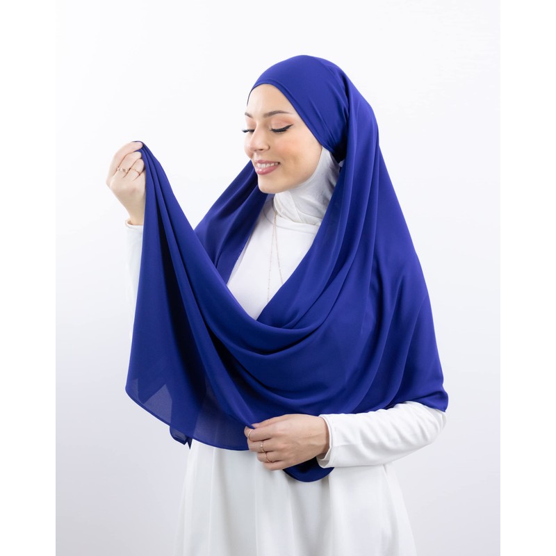 Muslim Women Luxury Crepe Tie Hijab, royal