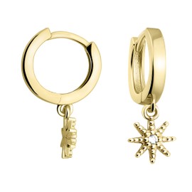 SOFIA MILANI - Women's Earrings 925 Silver with Zirconia Stones - Star Creole Earrings, Yellow Gold, Cubic Zirconia