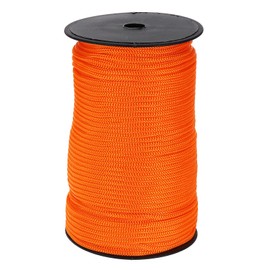 MECCANIXITY 3/16 Inch Polypropylene Rope Braided Ropes, 328ft Nylon Rope Hollow Utility Cord for Clothesline, Camping, Hiking, Outdoor, Dark Orange