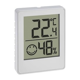 TFA Dostmann Digital Mini Thermo-Hygrometer, 30.5039.02, Room Thermometer, Temperature and Humidity Meter, with Smiley Comfort Zones, White (1)