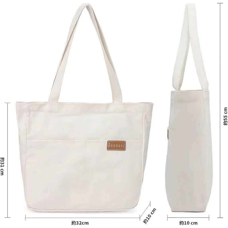 Jaonasi Canvas Tote Bag A4 Large Capacity Canvas Tote Bag