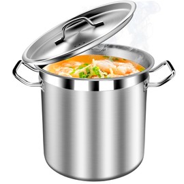 STOCKPOT Stainless Steel Pot, 20 Quart Stock Pot with Lid, 3-Ply Large Soup Pot for All Stoves, Induction Pots, Big Pots for Cooking, Oven & Dishwasher Safe