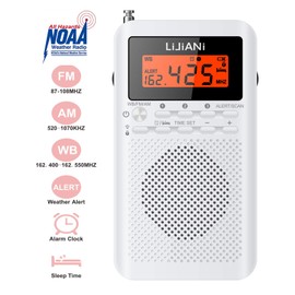 Pocket Weather Radio NOAA/AM/FM Powered by 2 AA Emergency Portable Transistor with LCD Display Digital Alarm Clock Sleep Timer, Best Reception Longest Lasting,Built in Speaker,Battery Operated