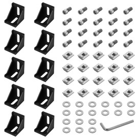 Aluprofil Winkel Befestigungsmaterial, 40x40 Befestigungsmaterial Winkel Aluprofil Eckwinkel Eckverbinder Wandhalter 90 Grad Winkel Raster für 4040 Strebenprofil, 3D-Drucker, CNC-Router Schwarz