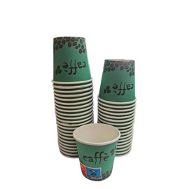 Paper Cups 75ml Biodegradable Hot Cold Drinks Coffee Barley Tea Water Coffee Beans (Green, 100)