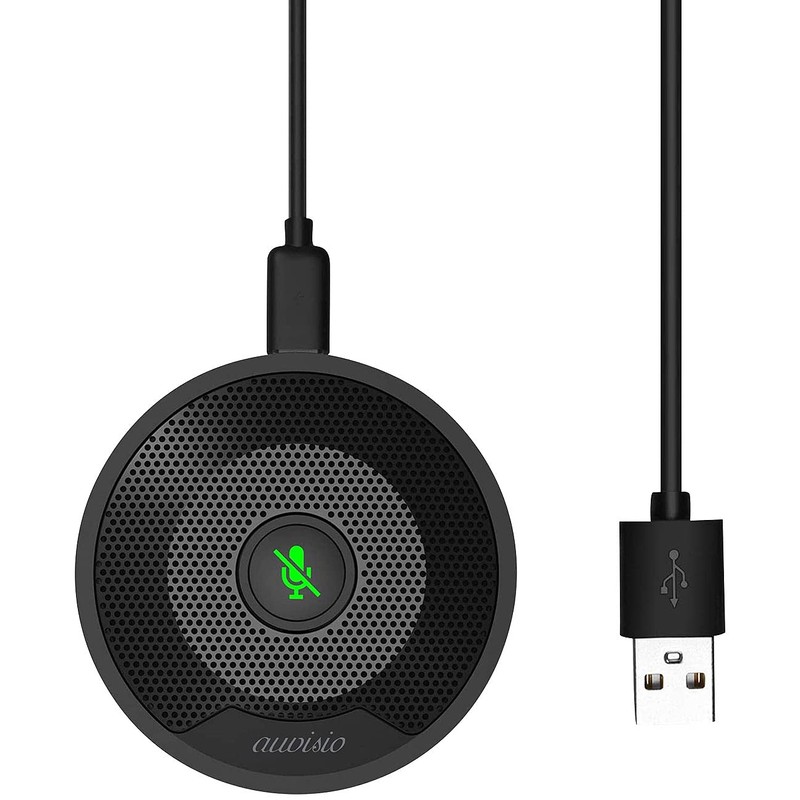 auvisio Microphone: Omnidirectional 360° Condenser Conference Microphone, USB C, PC