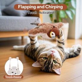 AUSCAT Interactive Cat Toys, Rechargeable Chirping Flapping Cat Toy, Bird Cat Toy for Indoor Cats