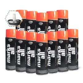 Fox Valley Marks All Utility Marking Paint Spray Can, Lawn Marking Spray Paint - Easy Use Tree Marking Paint, Parking Lot Paint & Grass Marking Paint, 18 oz (Pack of 12) Orange Fluorescent