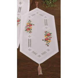 Permin Hardanger Table Runner Embroidery Kit Hardanger with Roses