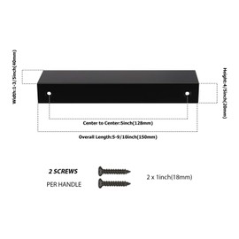 Peaha 10 Pack Kitchen Cabinet Handles Black Cabinet Pulls Black Handles for Dresser Drawers Door Edge Pull Black Finger Pull 128mm/5in Center to Center, LS7030BK128