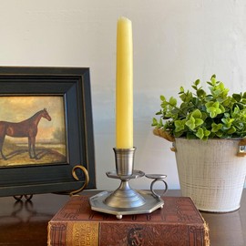 Schooner Bay Co. 4-3/4" Pewter Plated Chamberstick, Antique Vintage Style, Colonial, Primitive, Dining Room, Living Room, Decor