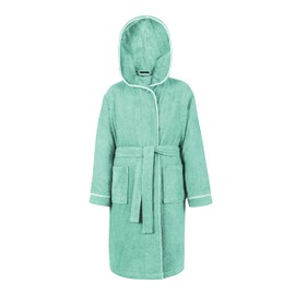 LAYNENBURG Premium Bathrobe for Children and Teenagers with Hood - 100% Cotton - Oeko-Tex Standard 100 - Fluffy Terry Cloth - Sizes 110 to 176, turquoise