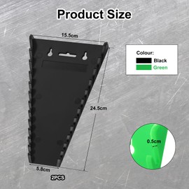 Mynoozi 2Pack Magnetic Wrench Organizer Tool Trays, Premium Quality Spanner Holder, Wrench Rack Tool Trays Holder Capacity 24 Spanners Fit for SAE (1/4" - 1/16") and Metric(6mm-24mm)