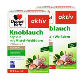Doppelherz Knoblauch Kapseln – mit Mistel + Weißdorn + Vitamin B1 – 2 x 270 Kapseln