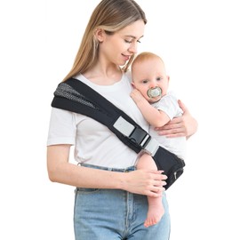 Infant Sling, Single Shoulder Strap for Children, Simple Ergonomic Sling, Suitable for (6-48 Months) Weight (8-48 pounds), During The Baby Learning to Walk (Black)
