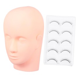 TOVINANNA 1set Practice Kit for Eyelash Extensions Lash Mannequin Head Multipurpose Use for Brow Makeup Face Painting