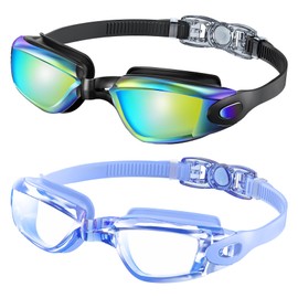 NSSIW Goggles-Kids-Swim Kids Swimming Goggles : Anti Fog Kids Goggles with UV400 and No Leak 2 Pack Age 8-14