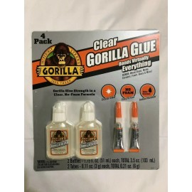 Gorilla Clear Glue Set 2 Bottles (1.75 oz) & 2 Tubes (0.11 oz)