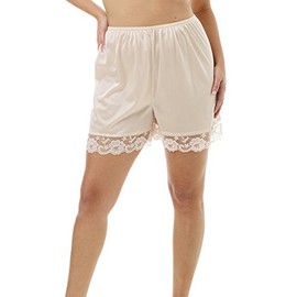 Underworks Pettipants Nylon Culotte Slip Bloomers Split Skirt 4-inch Inseam Large-Beige