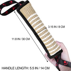 Dog Tug Toy Dog Bite Jute Pillow Pull Toy with 2 Strong Handles Perfect for Tug of War, Puppy Interactive Play, Tear Resistant Bite Training Toys for Small Medium Large Dogs (Black Footprint)